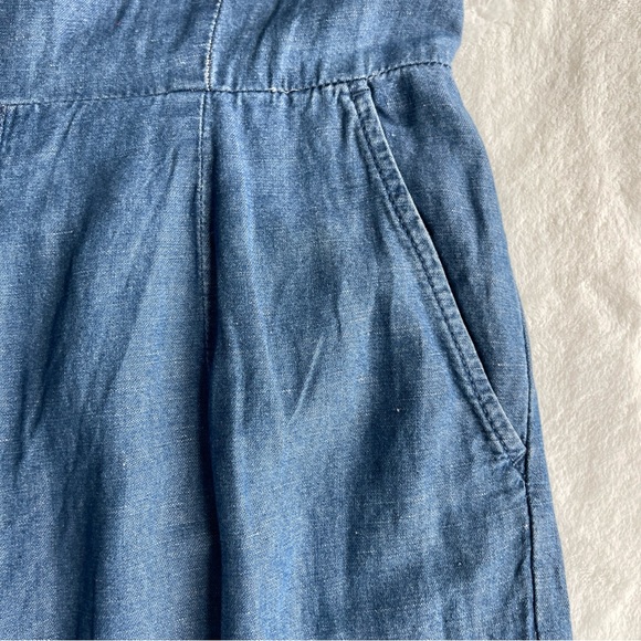 Madewell Chambray Muralist Jumpsuit Womens sz 00 Blue Denim Cotton Linen Cropped - Picture 15 of 16